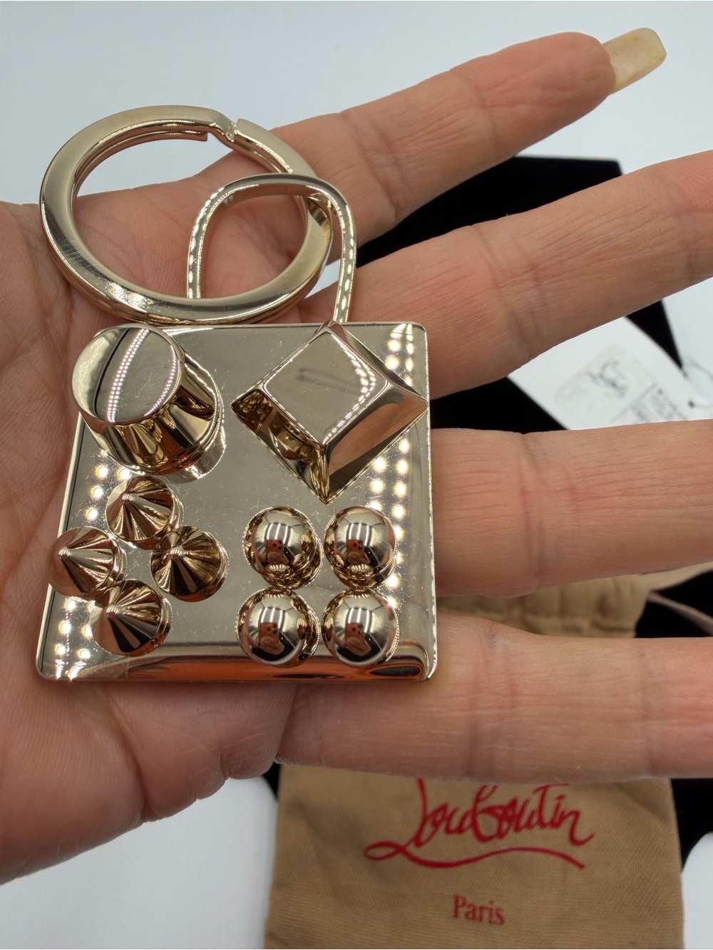 Christian Louboutin Gold Spike Keychain Bag Charm NWT